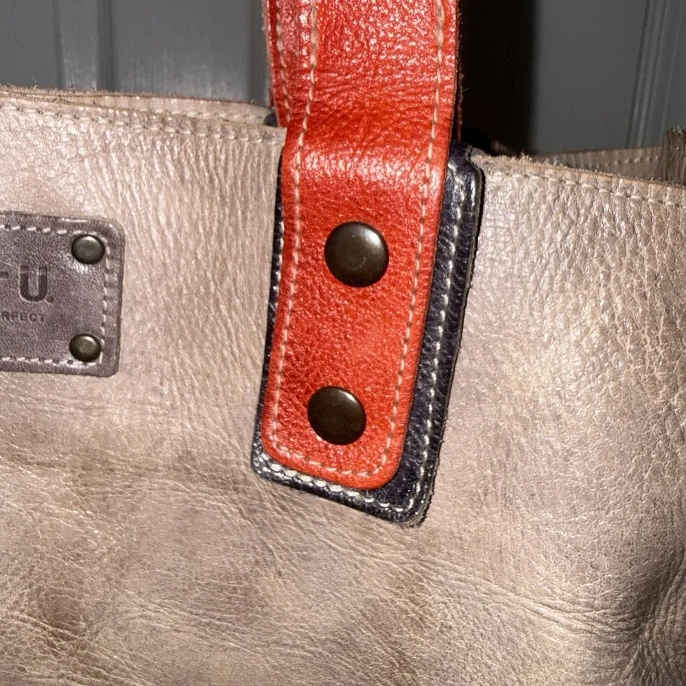 Bed Stu Leather Arlington Tote Shoulder Bag Purse Handbag Brown Red Distressed